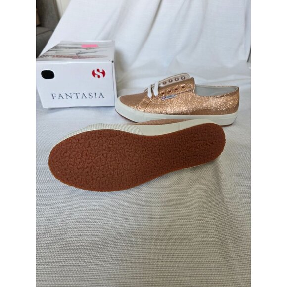 Superga 2750 Fantasia Rose Gold Sneakers Vulcanized Rubber Sole & Cotton Lining - Picture 5 of 8